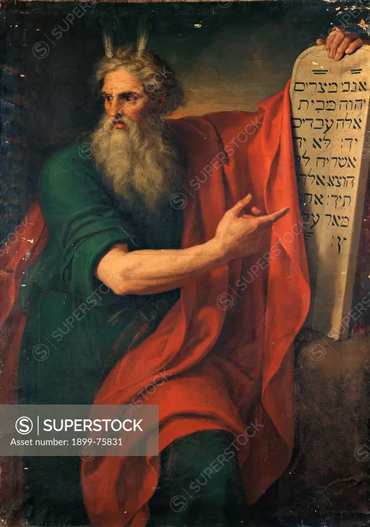 Moses with the second tablets of the law (Mos con le seconde tavole della legge), by Giuseppe Diotti, 19th Century, oil on canvas, 162 x 116 cm