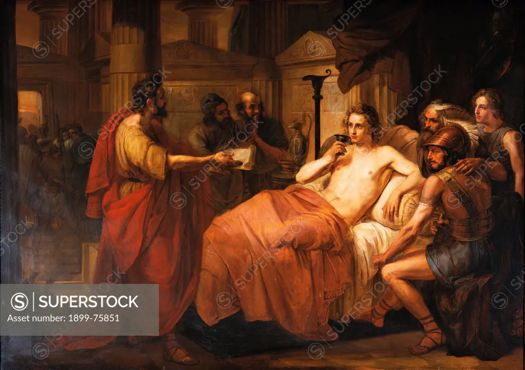 The sick Alexander (Alessandro infermo), by Domenico Induno, 19th Century, oil on canvas, 161 x 228 cm