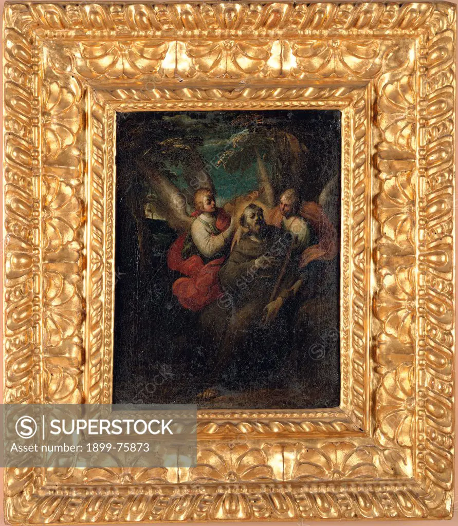 Rectangular wood frame (Emilia with Tuscany style) Cornice lignea rettangolare (Emilia con influssi toscani), 16th Century, water gilding (fine gold) with red bole, 25 x 33 x 12 cm