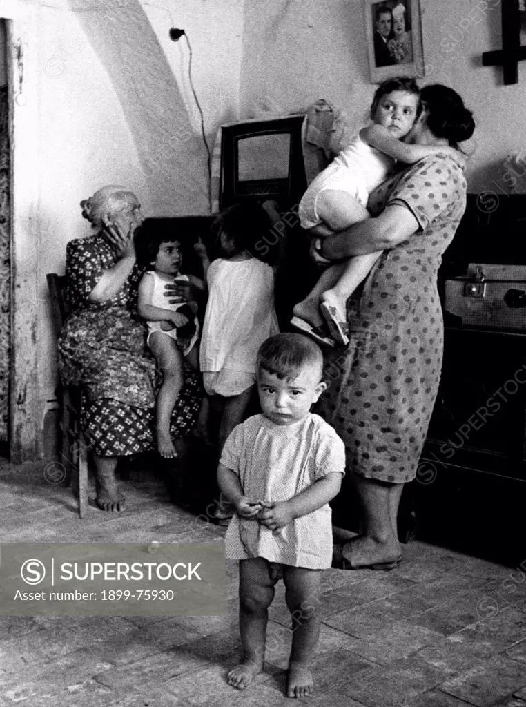 Relatives of some miners involved in the mine fire waiting for news about their relations. Marcinelle, Belgium, 19th August 1956