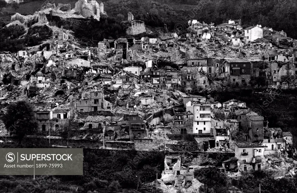 A village destroyed by the Irpinia earthquake. Italy, 1980.