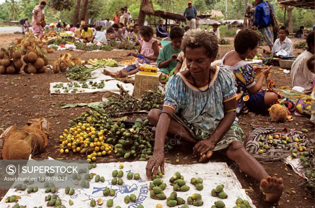 Woman selling Betel nuts Near Lae, Morobe Province, Papua New Guinea