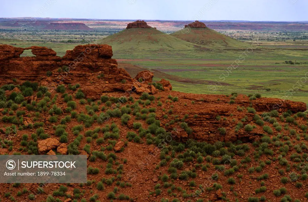 Twin hills in landscape near Balgo, southeast Kimberley region, Western Australia