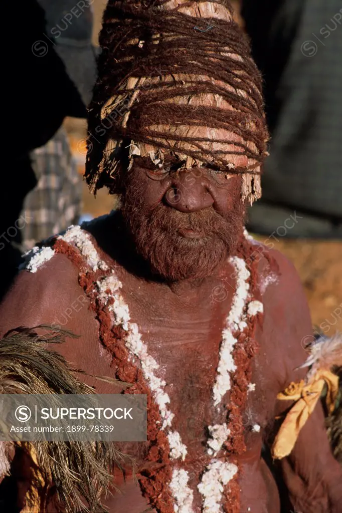 Dancer painted up for a dance ceremony, Kimberley region, Western Australia