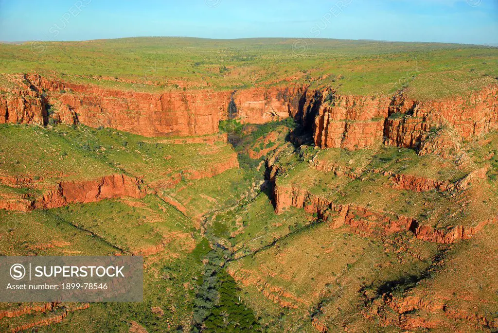 Rugged cliffs and gorges of ancient sedimentary rock, Mornington Wildlife Sanctuary, central Kimberley, Western Australia
