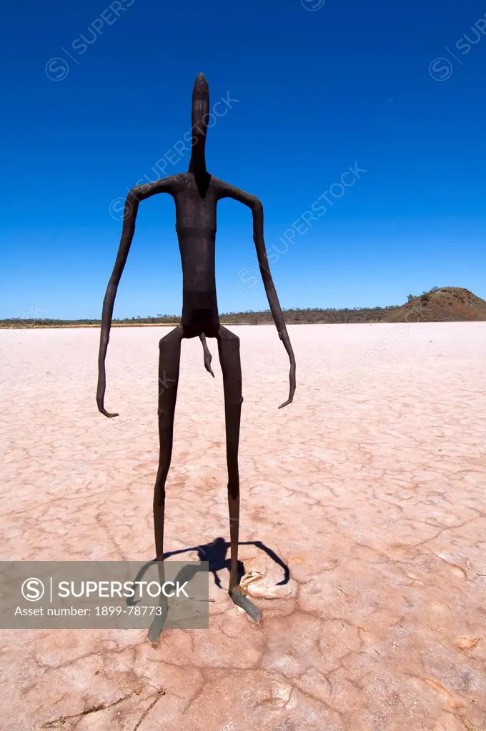 Sculpture on salt lake, Lake Ballard, Western Australia