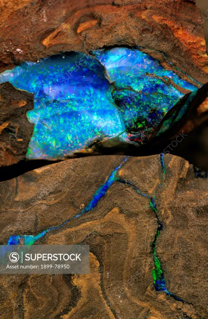 Opal mining boulder opal Queensland, Australia
