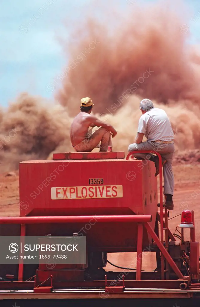 Bauxite mining, blasting Gove, Northern Territory, Australia