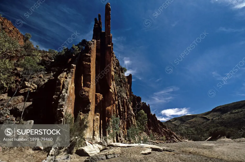 The Organ Pipes, Ordovician strata, Glen Helen Gorge West MacDonnell National Park, Northern Territory, Australia