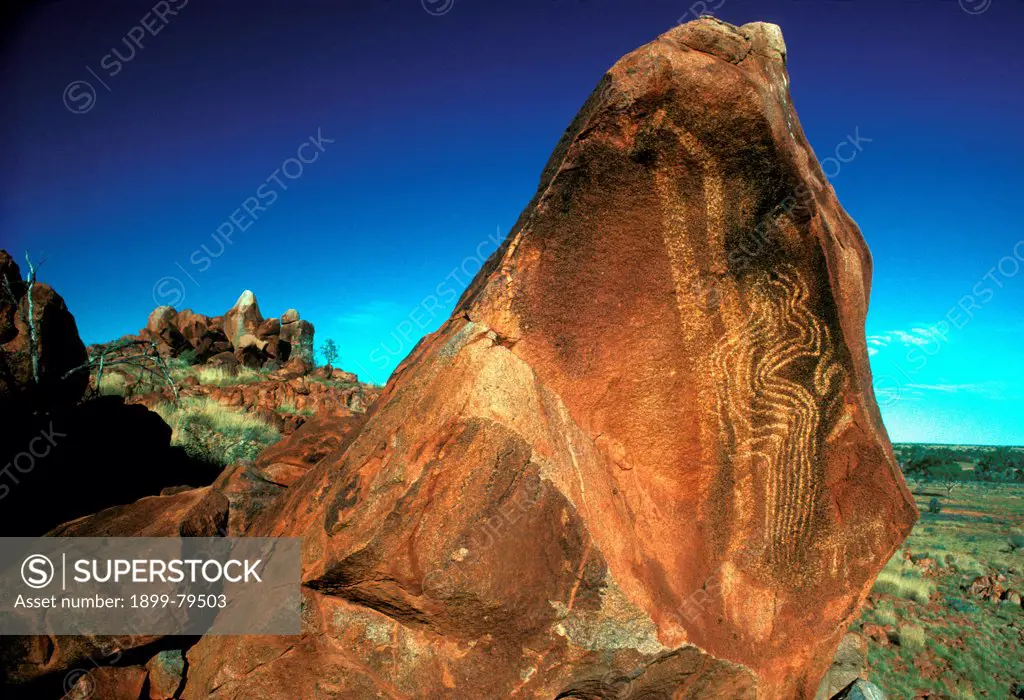 Petroglyph on greenstone, Pilbara region, Western Australia