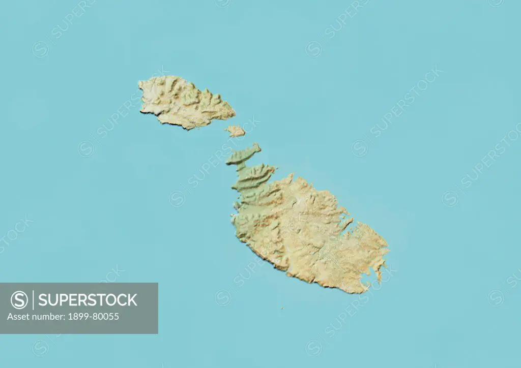 Relief map of Malta. This image was compiled from data acquired by LANDSAT 5 & 7 satellites combined with elevation data.