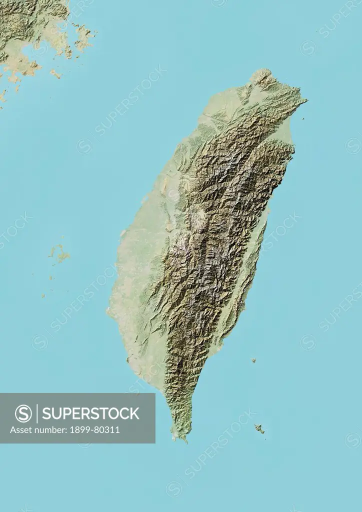 Relief map of Taiwan. This image was compiled from data acquired by LANDSAT 5 & 7 satellites combined with elevation data.