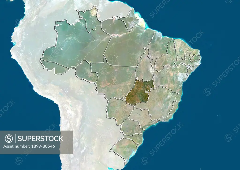 Satellite view of Brazil showing the State of Goias. This image was compiled from data acquired by LANDSAT 5 & 7 satellites.