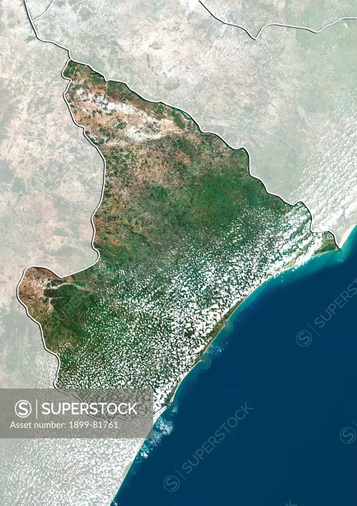Satellite view of the State of Sergipe, Brazil. This image was compiled from data acquired by LANDSAT 5 & 7 satellites.