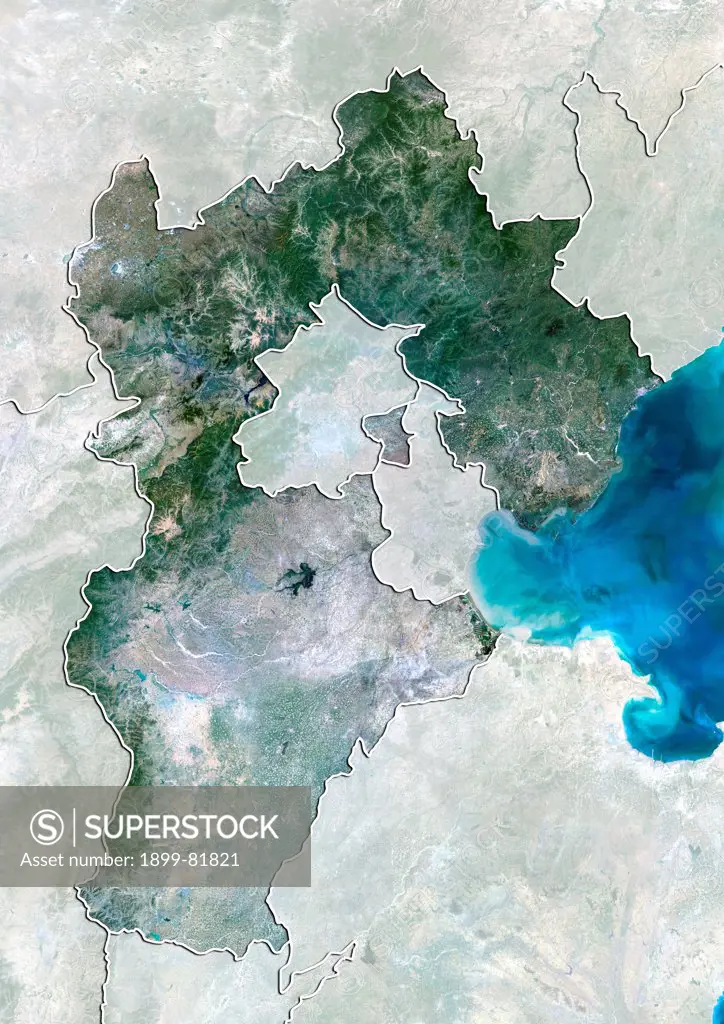 Satellite view of the province of Hebei, China. This image was compiled from data acquired by LANDSAT 5 & 7 satellites.