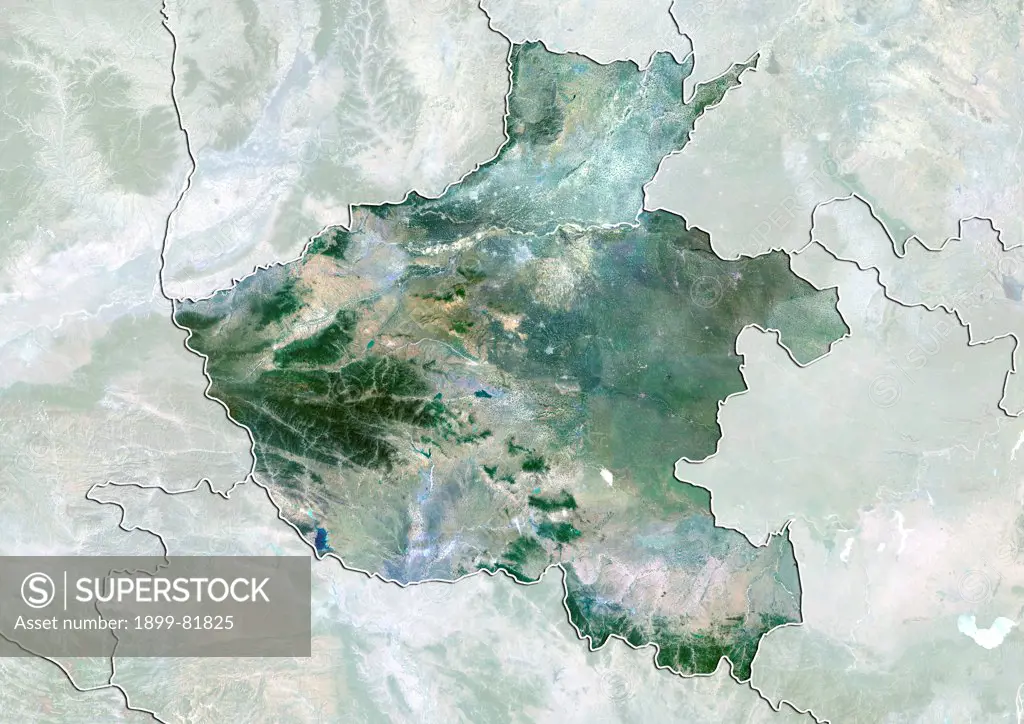 Satellite view of the province of Henan, China. This image was compiled from data acquired by LANDSAT 5 & 7 satellites.