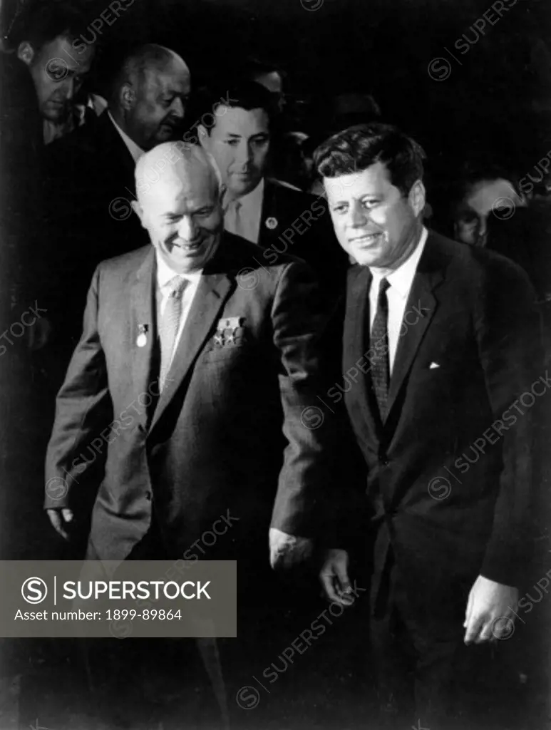 American President John F. Kennedy and Nikita Khrushchev going to their first meeting in Vienna, Austria. June 1961.