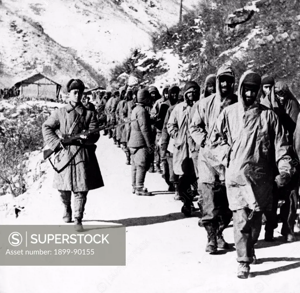 Korean War. American soldiers captured by the Chinese People's Volunteer Army near the Chosin Reservoir. November 1950.