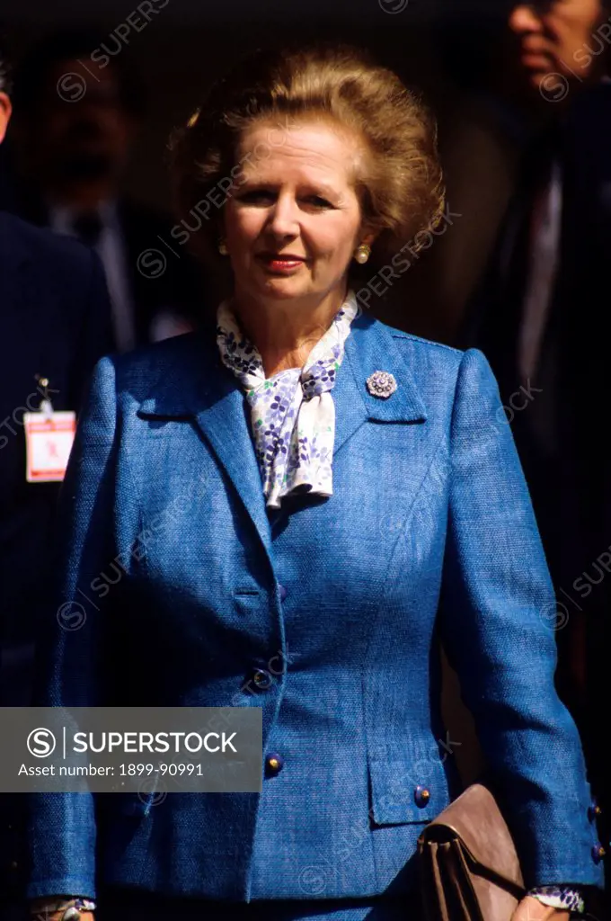 The British conservative leader, Margaret Thatcher, also known as The Iron Lady, smiles in a photo for the G7. Venice, June, 1980.