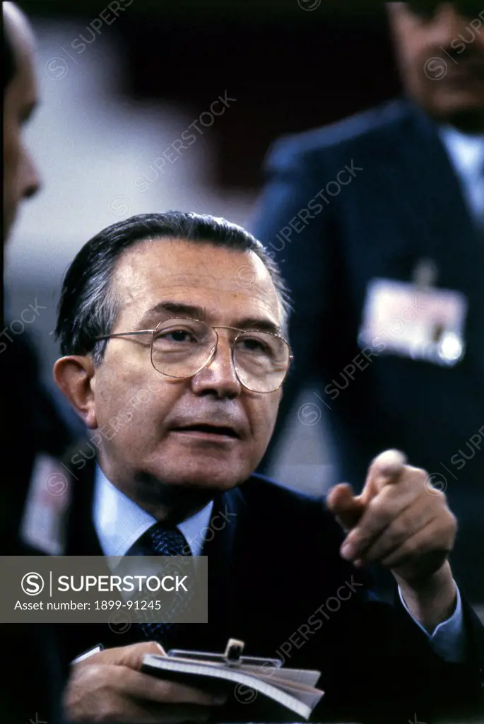 Giulio Andreotti at the 15th National Congress of the Christian Democratic Party (Democrazia Cristiana). Rome (Italy), May 1982.