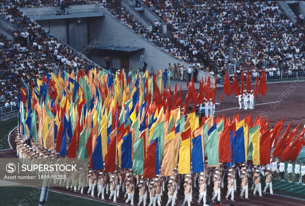 Closing ceremony of the Moscow's olympic games, held in Moscow from July 19 to August 3, 1980. Moscow, Russian Federation, 1980