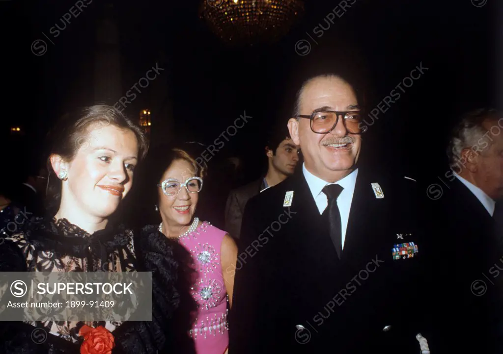 Italian general and Prefect Carlo Alberto Dalla Chiesa smiling with his future wife Emanuela Setti Carraro. Italy, 1970s
