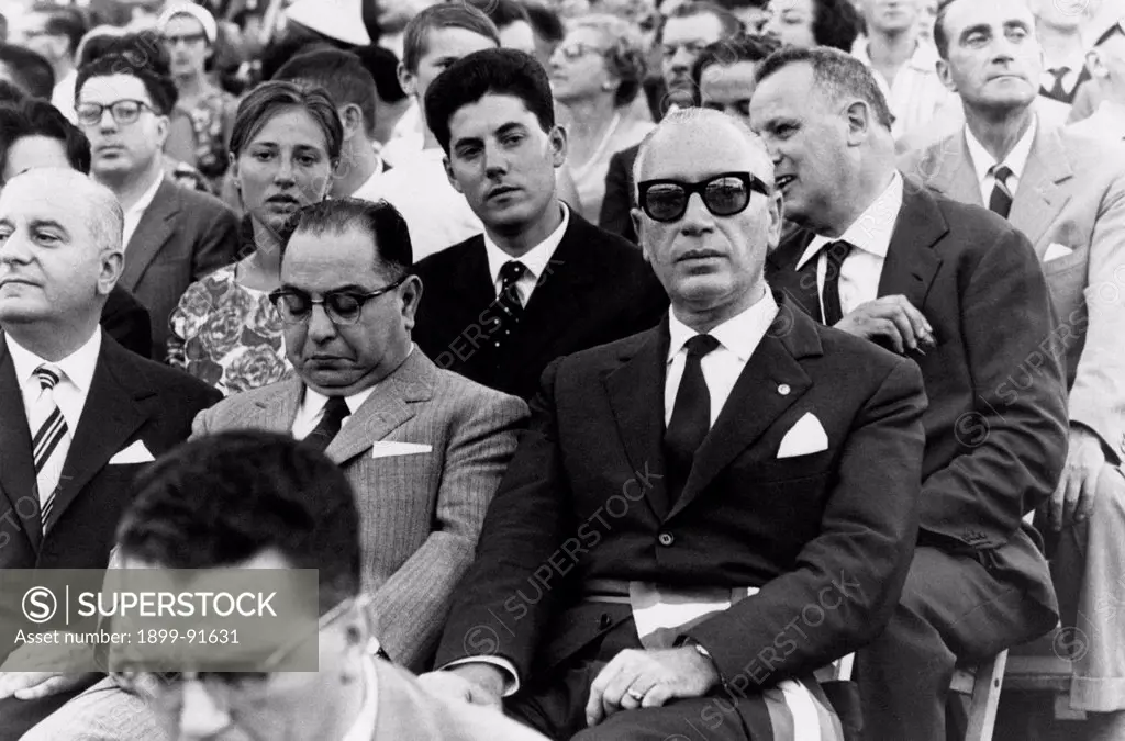 Italian Christian Democrat deputy Umberto Delle Fave watching the Olympic games. Rome, 1960