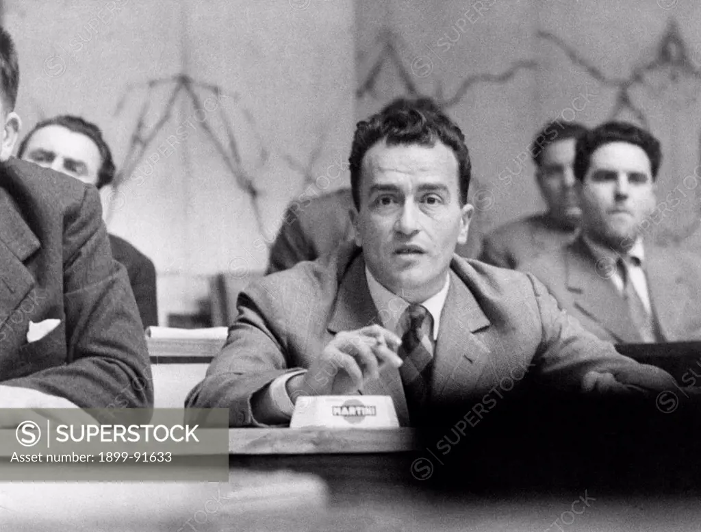 Italian politician and journalist Pietro Ingrao attending the 8th National Congress of the PCI (Italian Communist Party). Rome, December 1956