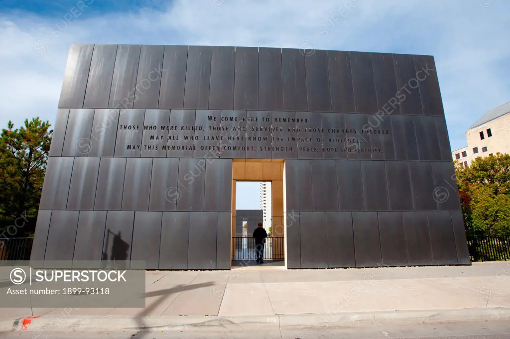 North America, USA, Oklahoma, Oklahoma City, Murrah Federal Building Memorial, Gates of Time.