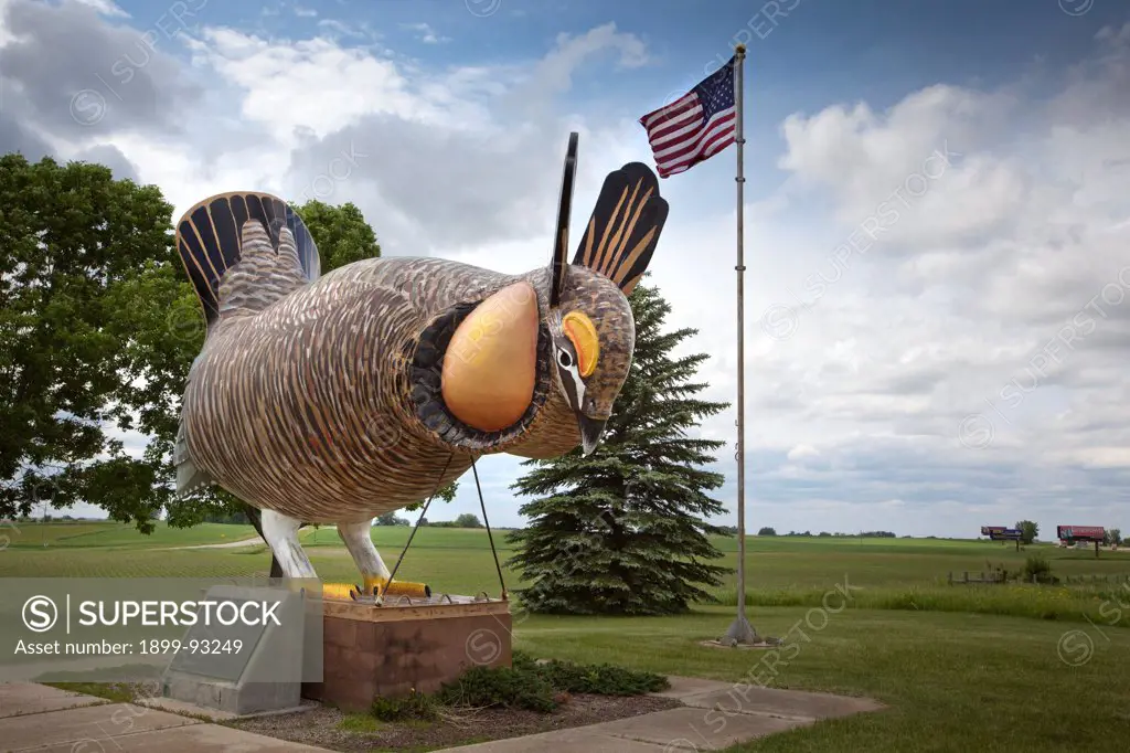 Booming Prairie Chicken statue at Rothsay, Minnesota. (Photo by: Independent Picture Service/UIG via Getty Images)