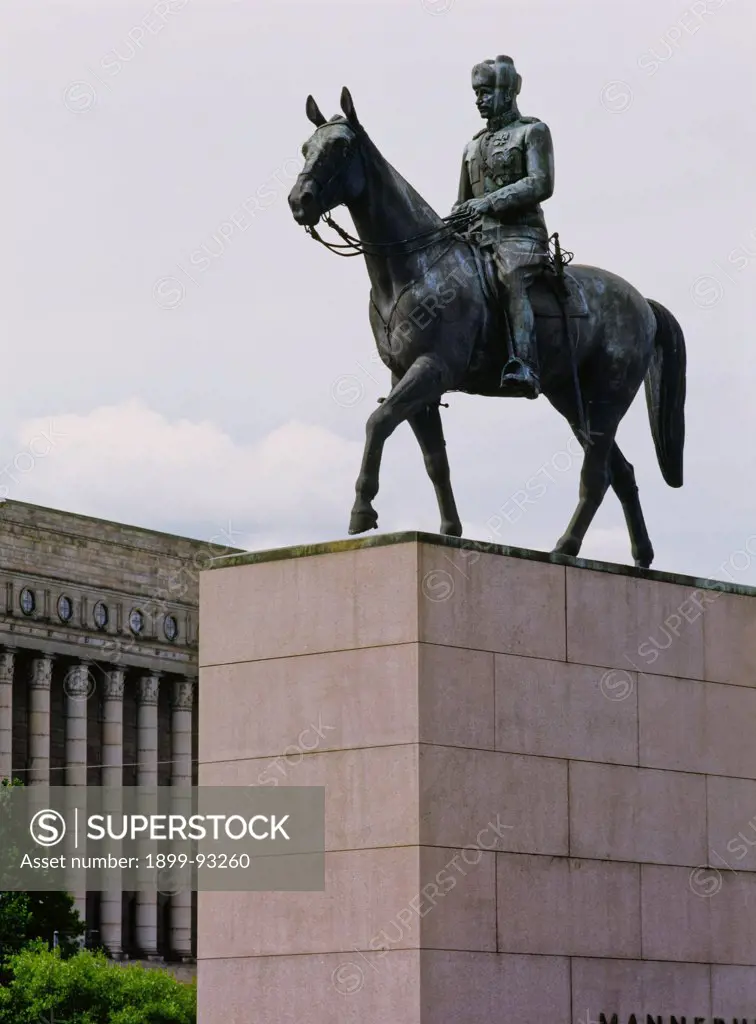 Equestrian statue of General Carl Gustaf Emil Mannerheim in Helsinki, Finland. (Photo by: Independent Picture Service/UIG via Getty Images)