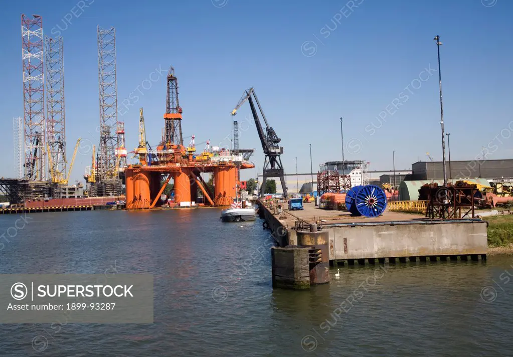 Stena Spey oil rig platform being repaired in Keppel Verome shipyard, Botlek, Port of Rotterdam, Netherlands. (Photo by: Geography Photos/UIG via Getty Images)