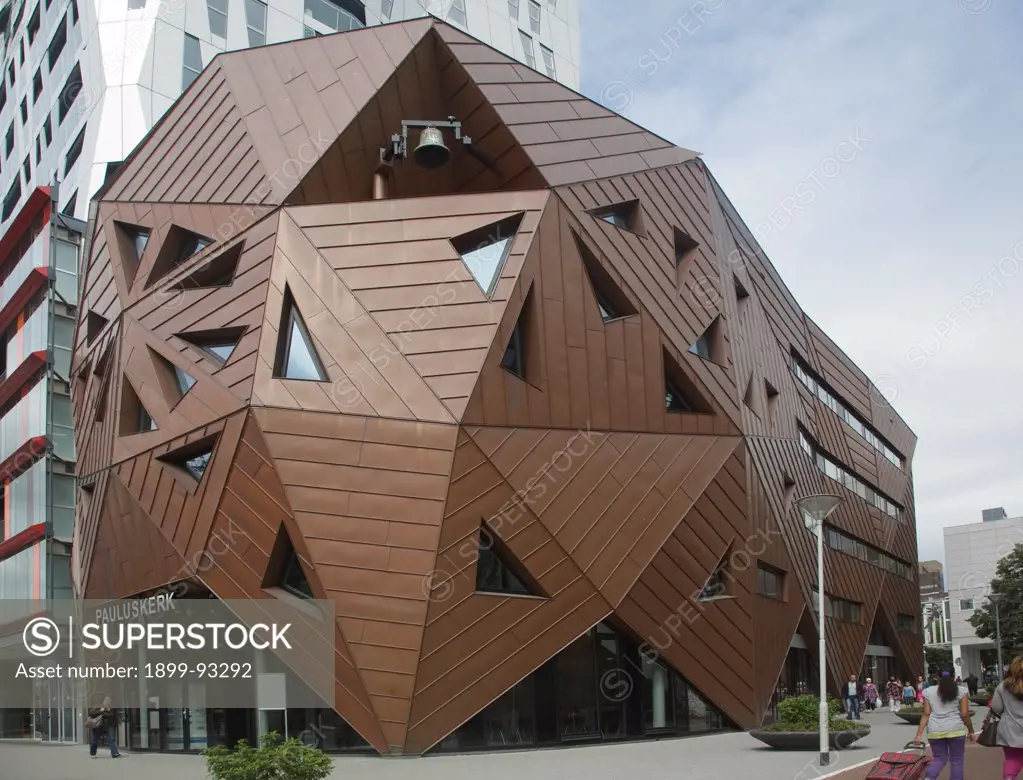 Modern architecture Nieuwe Pauluskerk, Rotterdam, Netherlands, opened June 2013 designed by British architect Will Alsop. The church is part the Calypso mixed use urban development project. (Photo by: Geography Photos/UIG via Getty Images)