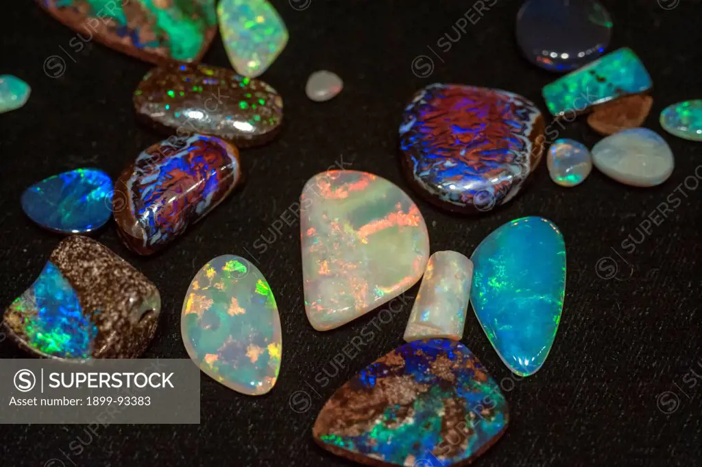Cut opals from Coober Pedy and Andamooka in South Australia, and Lightning Ridge in New South Wales, Australia,6/4/2010