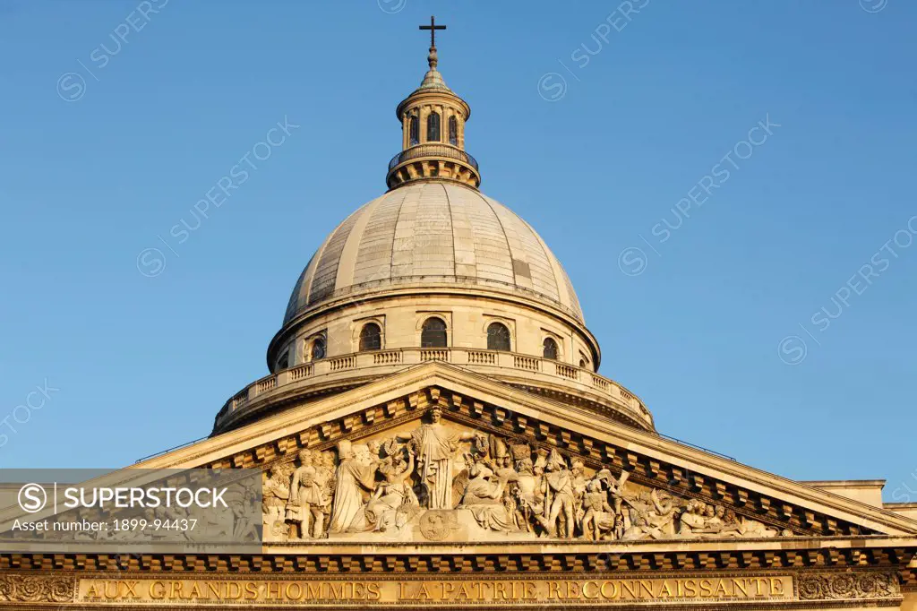 Le Pantheon, Paris Dome & pediment, Paris, France.,09/27/2009