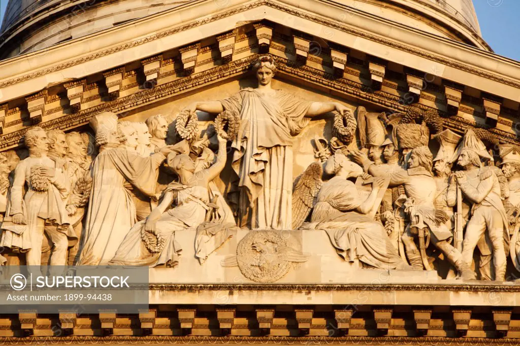 Le Pantheon, Paris Pediment sculpted by David d'Angers, Paris, France.,09/27/2009