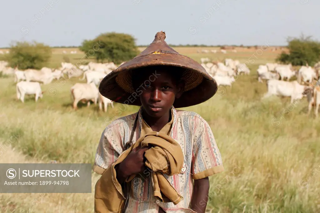 Young Peul cattle herder, Richard Toll, Senegal.,10/06/2010