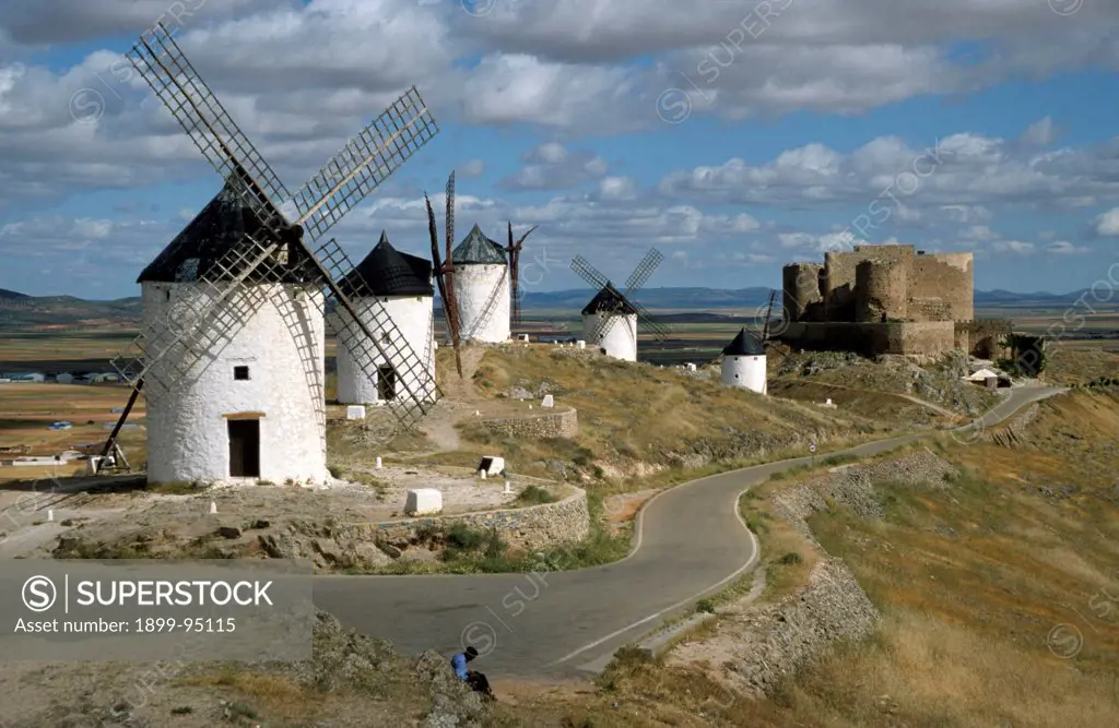 Don Quixote windmills Consuegra Castilla-La Mancha Spain.  20/08/2009