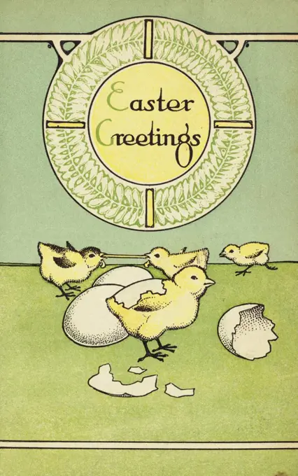 Easter Greetings Postcard with Chicks. ca. 1913, Easter Greetings Postcard with Chicks 