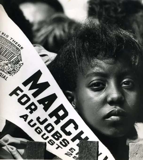 Unknown girl with banner at the March on Washington, 8/28/1963