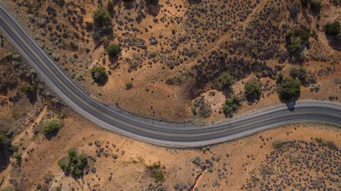 Drone aerial view of road in Utah