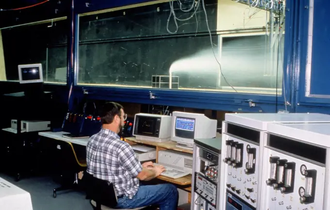 EPA scientist conducting computer analysis ca. 1996. 
