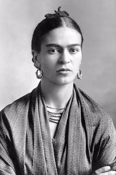 Frida Kahlo de Rivera (July 6, 1907 - July 13, 1954; born Magdalena Carmen Frieda Kahlo y Calderón, was a Mexican painter, born in Coyoacán. Perhaps best known for her self-portraits, Kahlo's work is remembered for its 'pain and passion', and its intense, vibrant colors. Her work has been celebrated in Mexico as emblematic of national and indigenous tradition, and by feminists for its uncompromising depiction of the female experience and form. Kahlo had a stormy but passionate marriage with the prominent Mexican artist Diego Rivera.