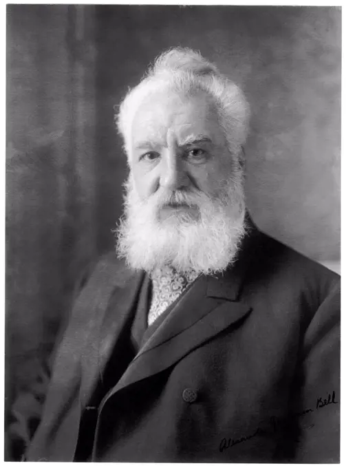 Alexander Graham Bell (March 3, 1847 - August 2, 1922) was an eminent Scottish-born scientist, inventor, engineer and innovator who is credited with inventing the first practical telephone. Bell's father, grandfather, and brother had all been associated with work on elocution and speech, and both his mother and wife were deaf, profoundly influencing Bell's life's work. His research on hearing and speech further led him to experiment with hearing devices which eventually culminated in Bell being awarded the first U.S. patent for the telephone in 1876. Bell considered his most famous invention an intrusion on his real work as a scientist and refused to have a telephone in his study. Many other inventions marked Bell's later life, including groundbreaking work in optical telecommunications, hydrofoils and aeronautics. In 1888, Bell became one of the founding members of the National Geographic Society.
