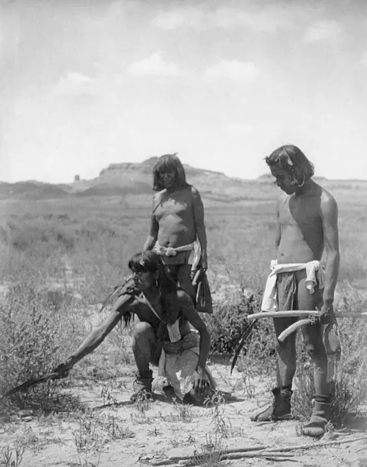 Edward S. Curtis Native American Indians - Me Sa Tawa catching snakes--Hopi Indians ca. 1907. 