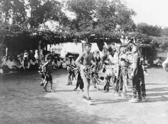 Edward S. Curtis Native American Indians - Skidi and Wichita Indian dancers in ceremonial dress ca. 1927. 