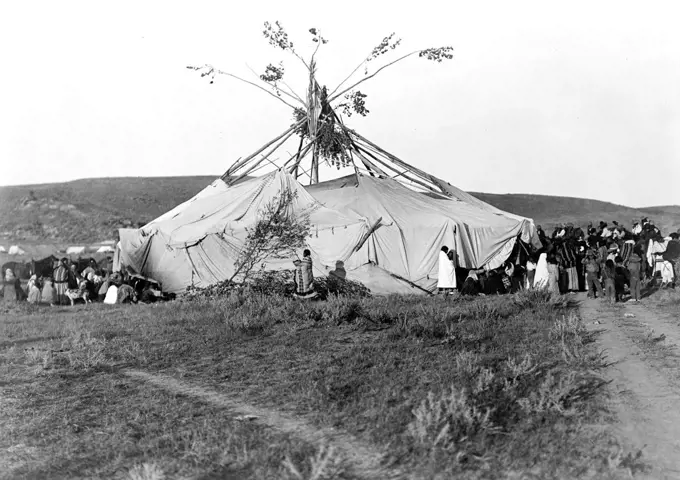 Edward S. Curtis Native American Indians - Sun dance in progress--Cheyenne Indians ca. 1910. 