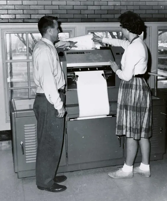 Old computer and printout 1963. 