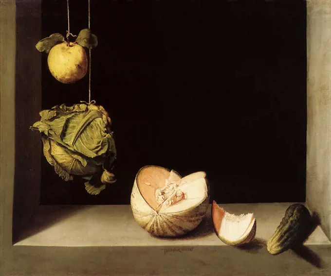 Quince, Cabbage, Melon and Cucumber, 1602. Cotan, Juan Sanchez.