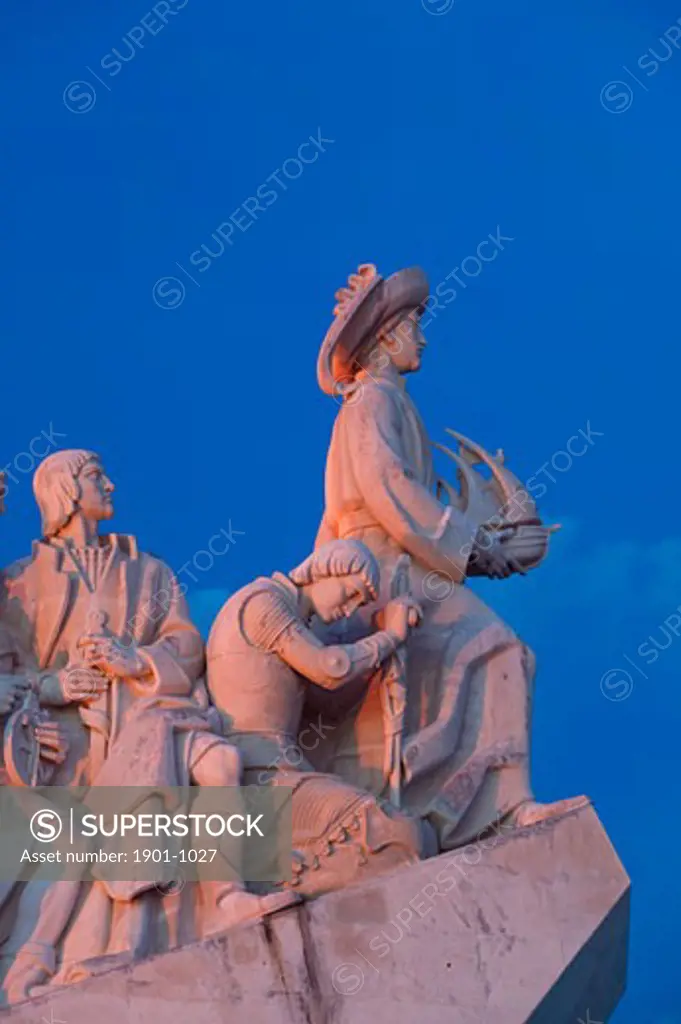 Monument to the Discoveries Padrao dos Descobrimentos view of figures of explorers Belem Lisbon Portugal